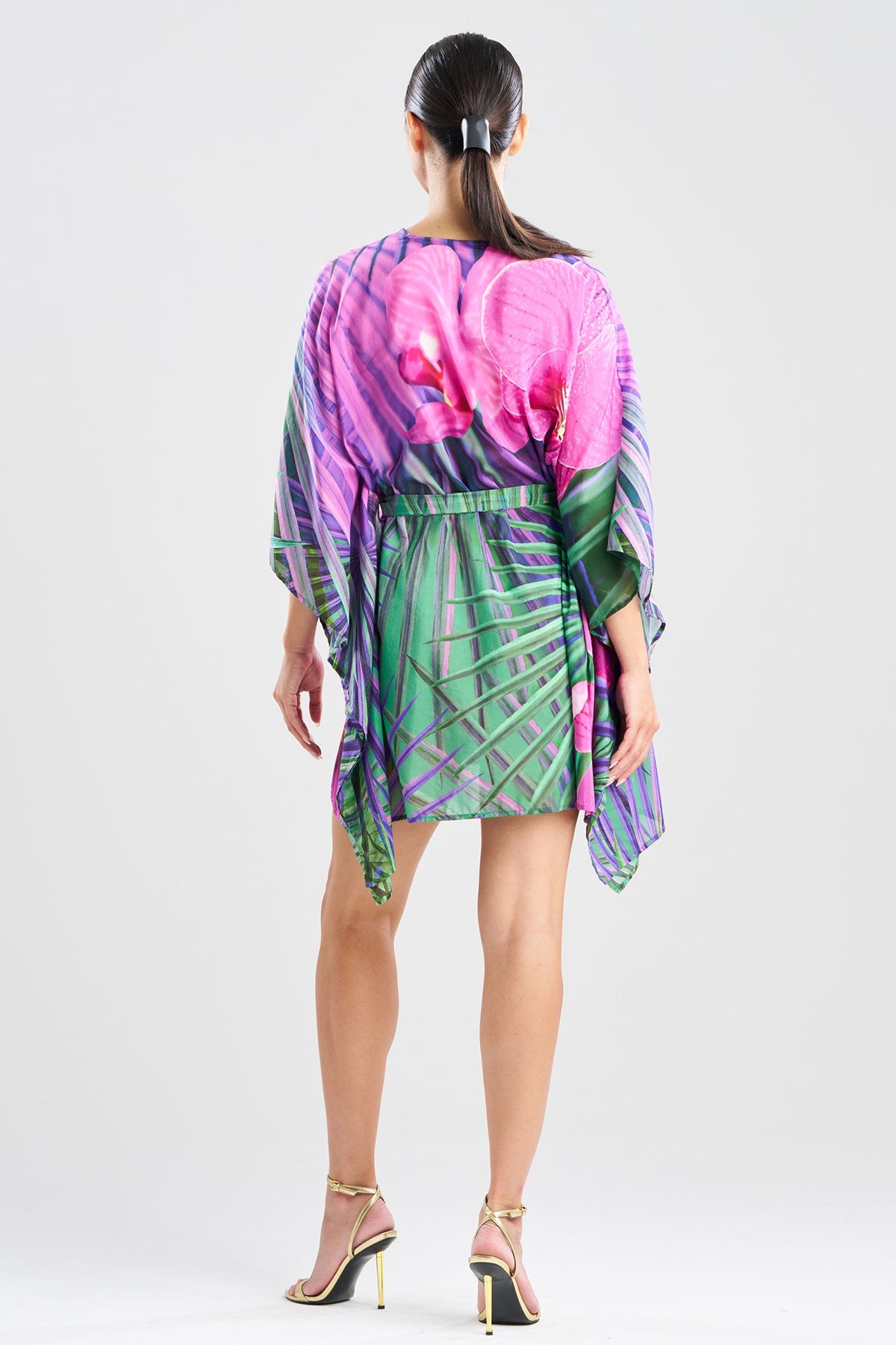 Orchid Silk Cotton Voile Short Caftan Multi