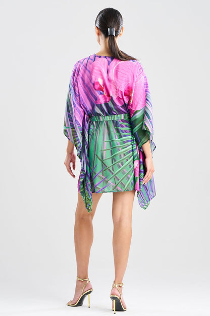 Orchid Silk Cotton Voile Short Caftan Multi