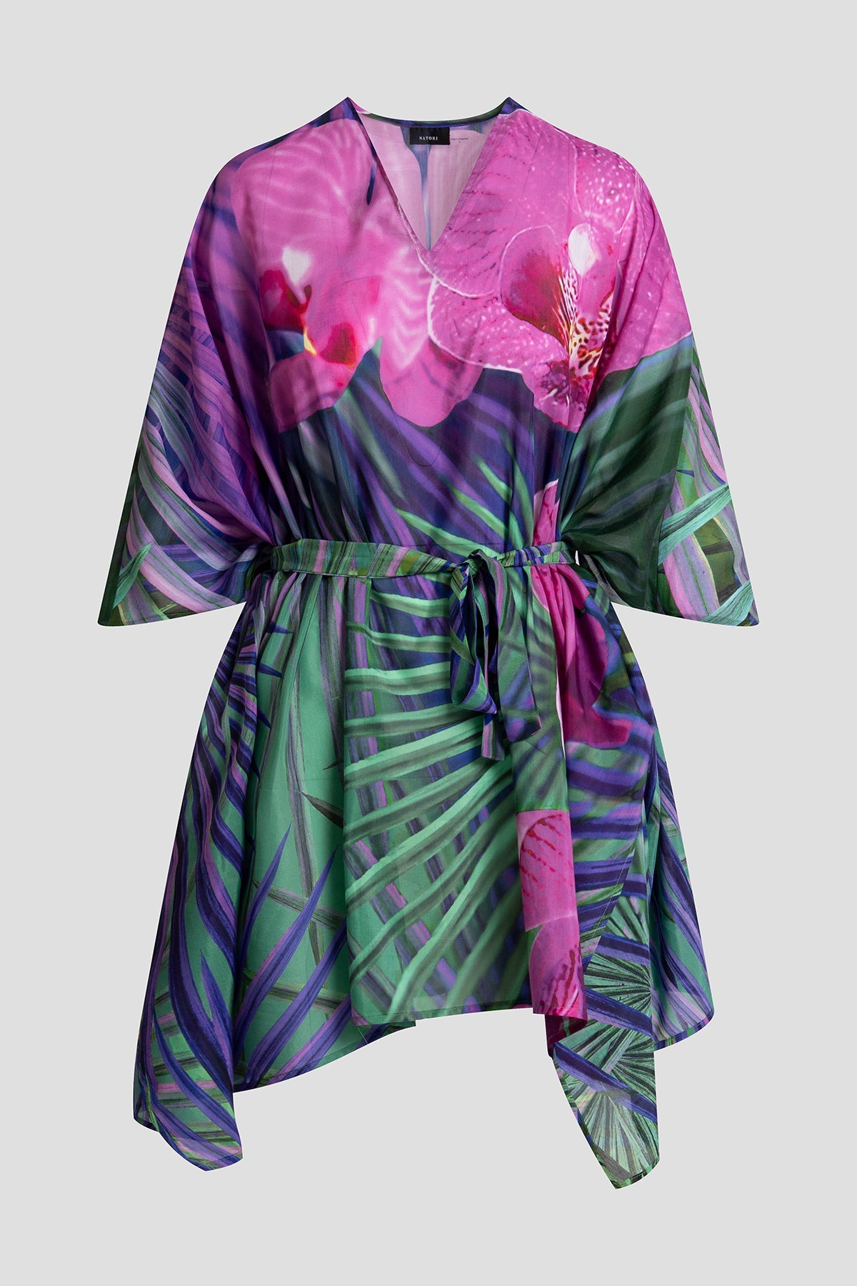 Orchid Silk Cotton Voile Short Caftan Multi