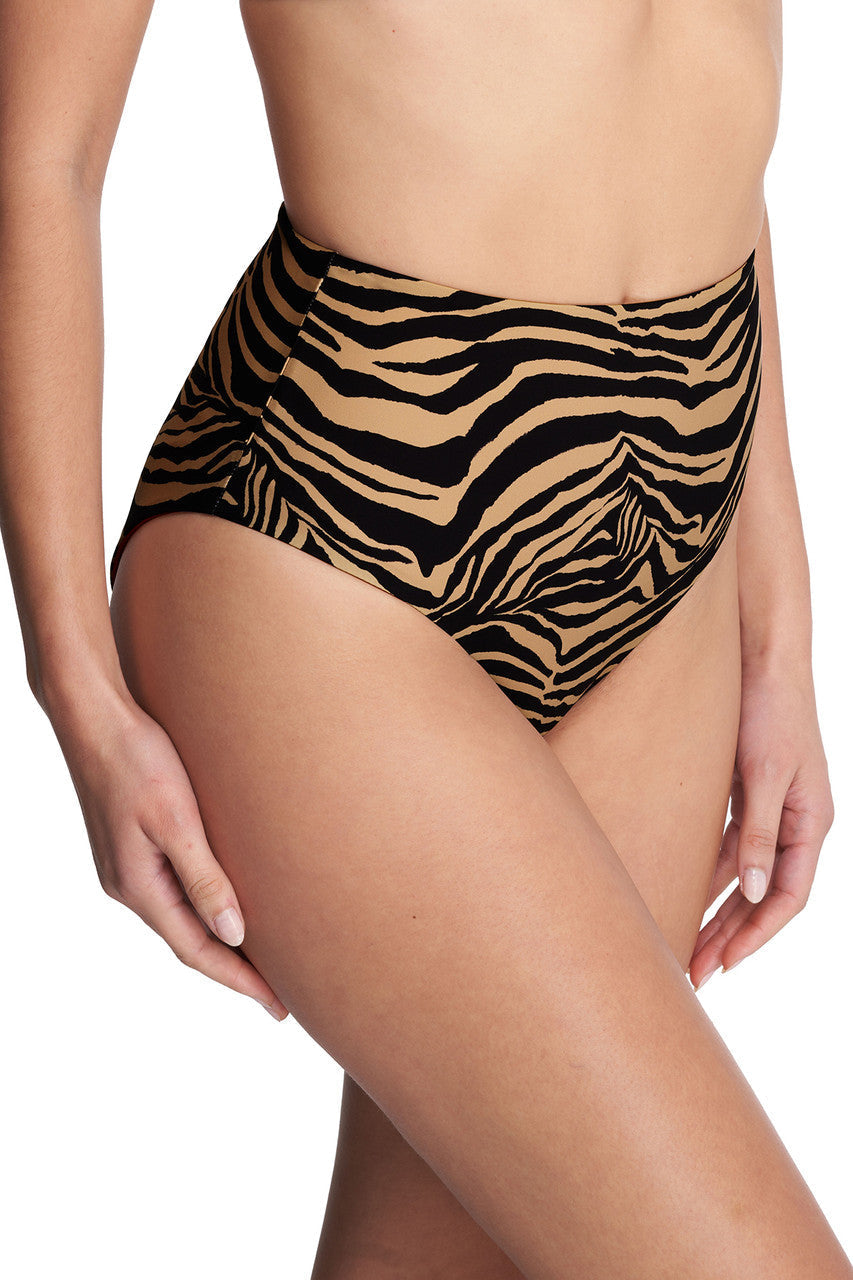 Buy Riviera Reversible High Rise Bikini Bottom in Camel Zebra/Poinsettia Online Camel Zebra/Poinsettia
