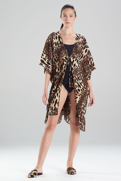 Buy Luxe Leopard Cotton Gauze Cover-Up in Chestnut Online Chestnut