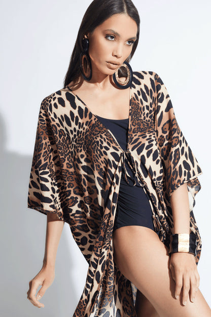 Buy Luxe Leopard Cotton Gauze Cover-Up in Chestnut Online Chestnut