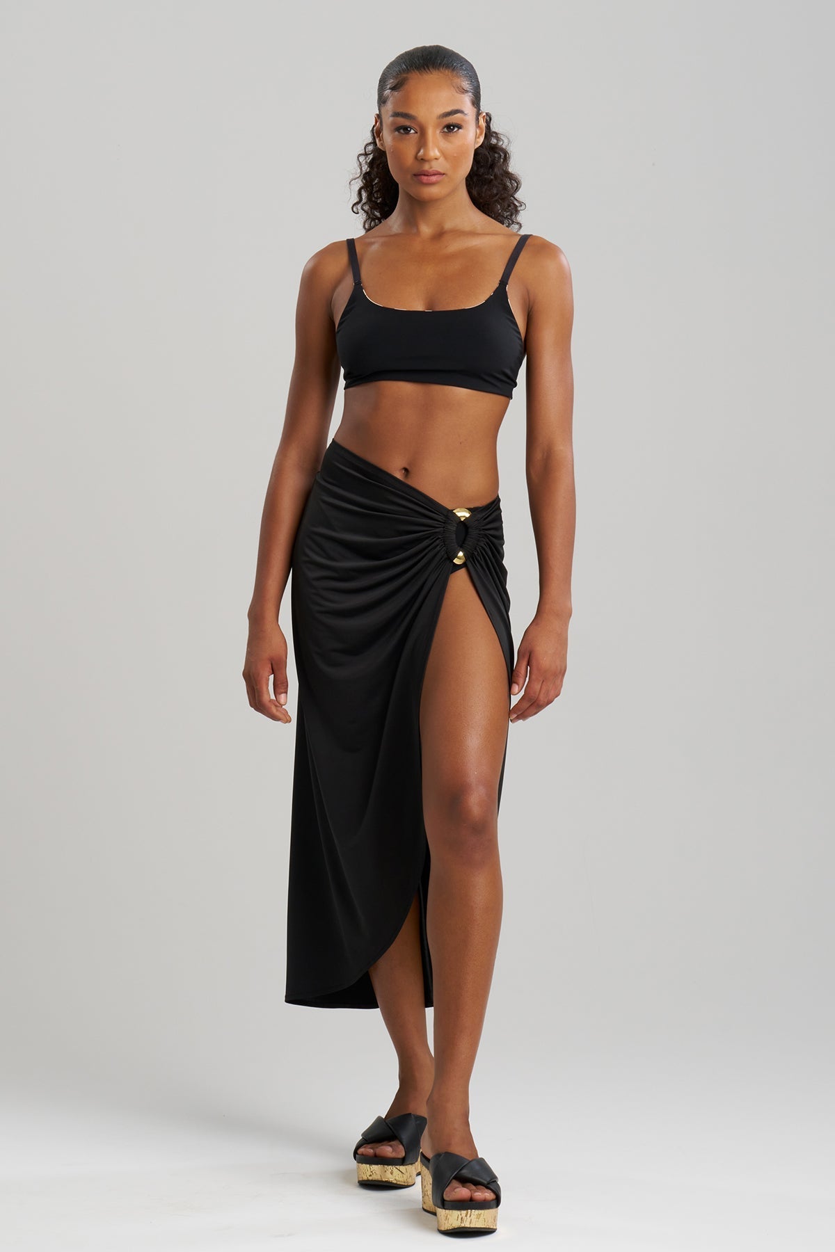 Buy Solid Jersey Pareo online Black