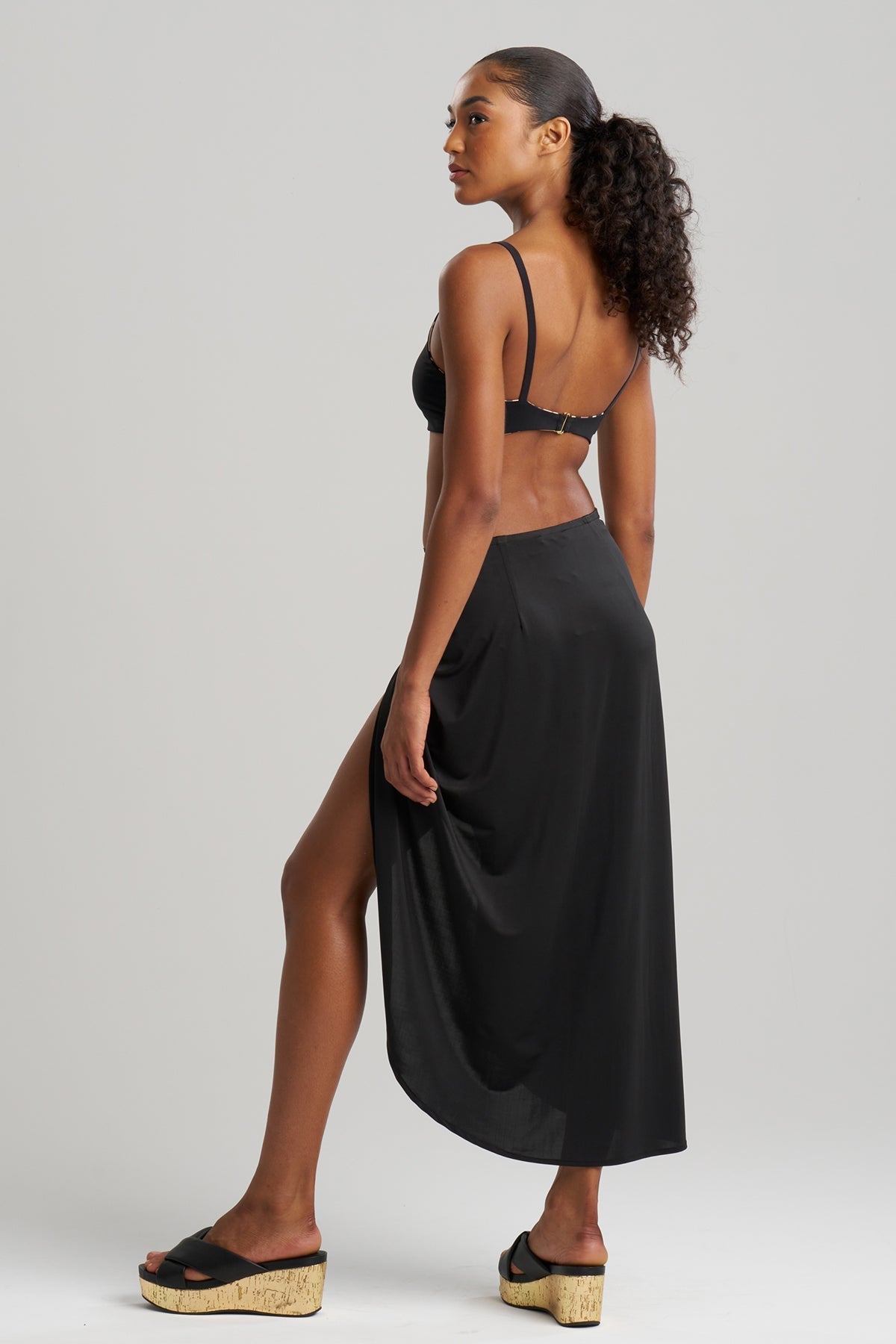 Buy Solid Jersey Pareo online Black
