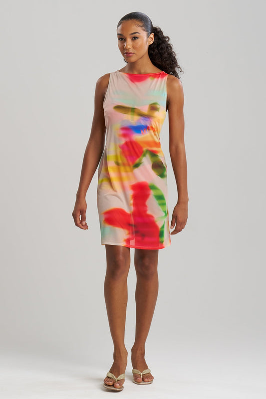 Floral Mirage Printed Mesh Mini Dress Multi