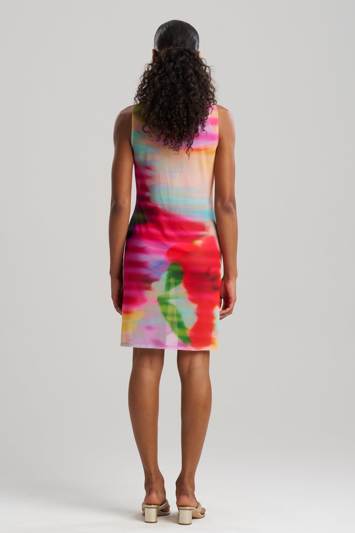 Floral Mirage Printed Mesh Mini Dress Multi