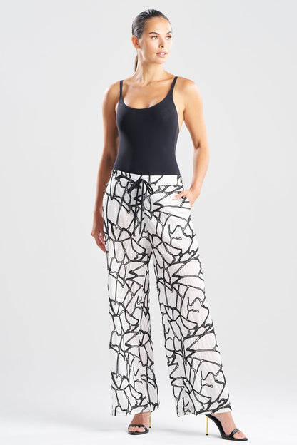 Butterfly Embroidery Cotton Pants White