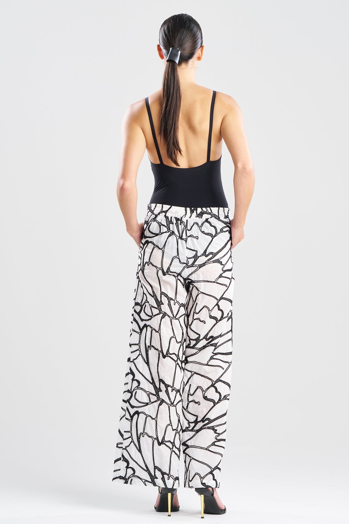 Butterfly Embroidery Cotton Pants White