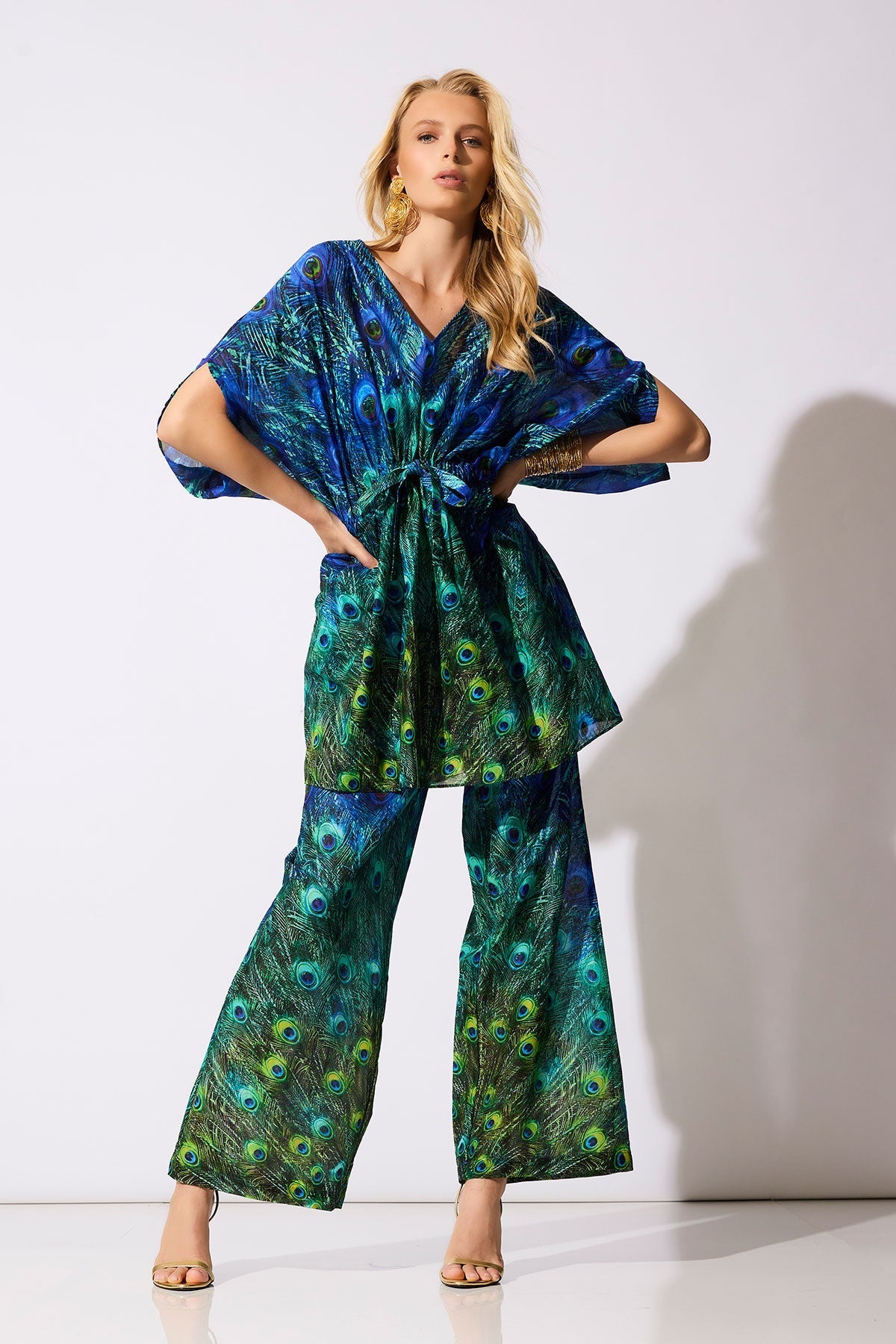 Peacock Cotton Voile Pants Teal
