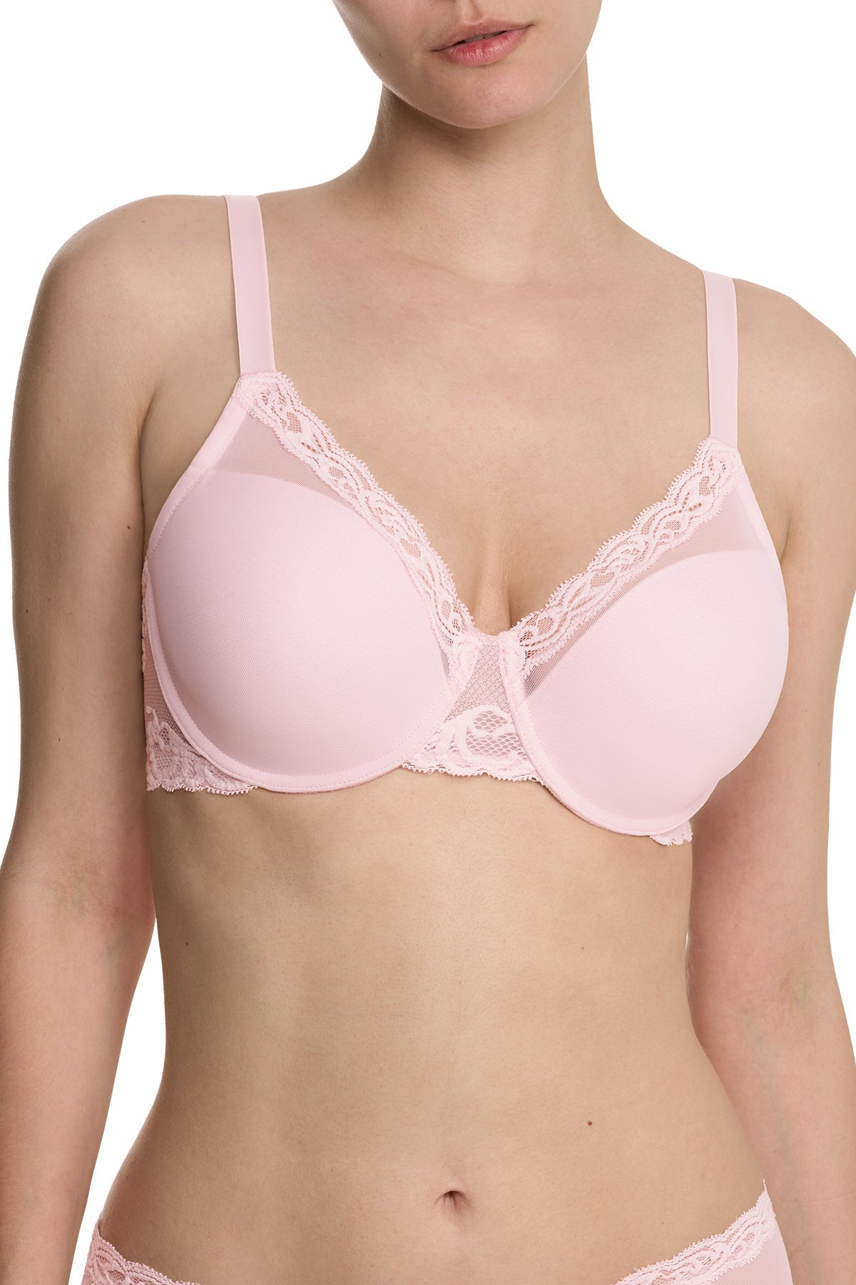 Feathers Full Figure Contour Underwire Bra Pink Sky