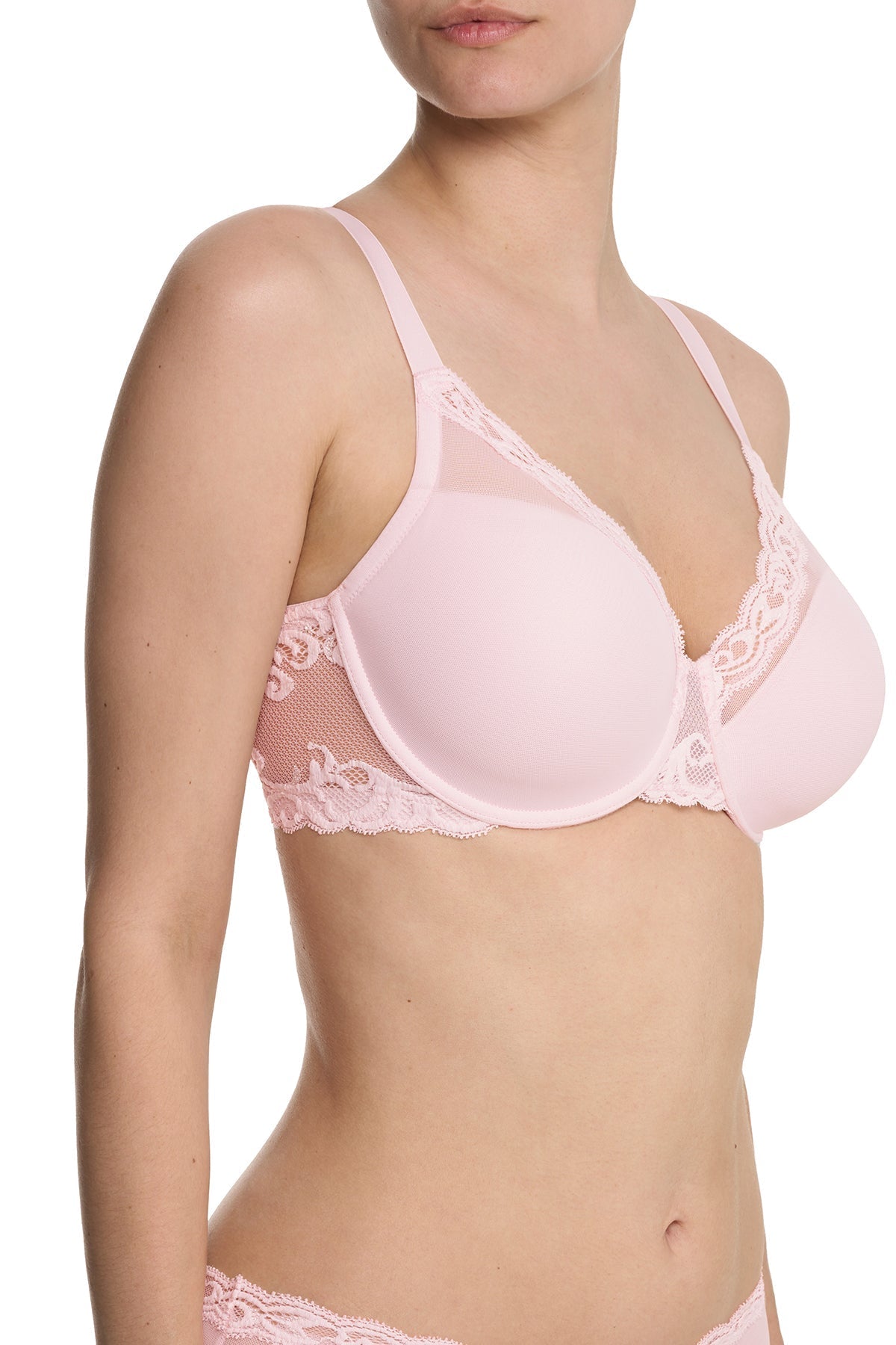 Feathers Full Figure Contour Underwire Bra Pink Sky