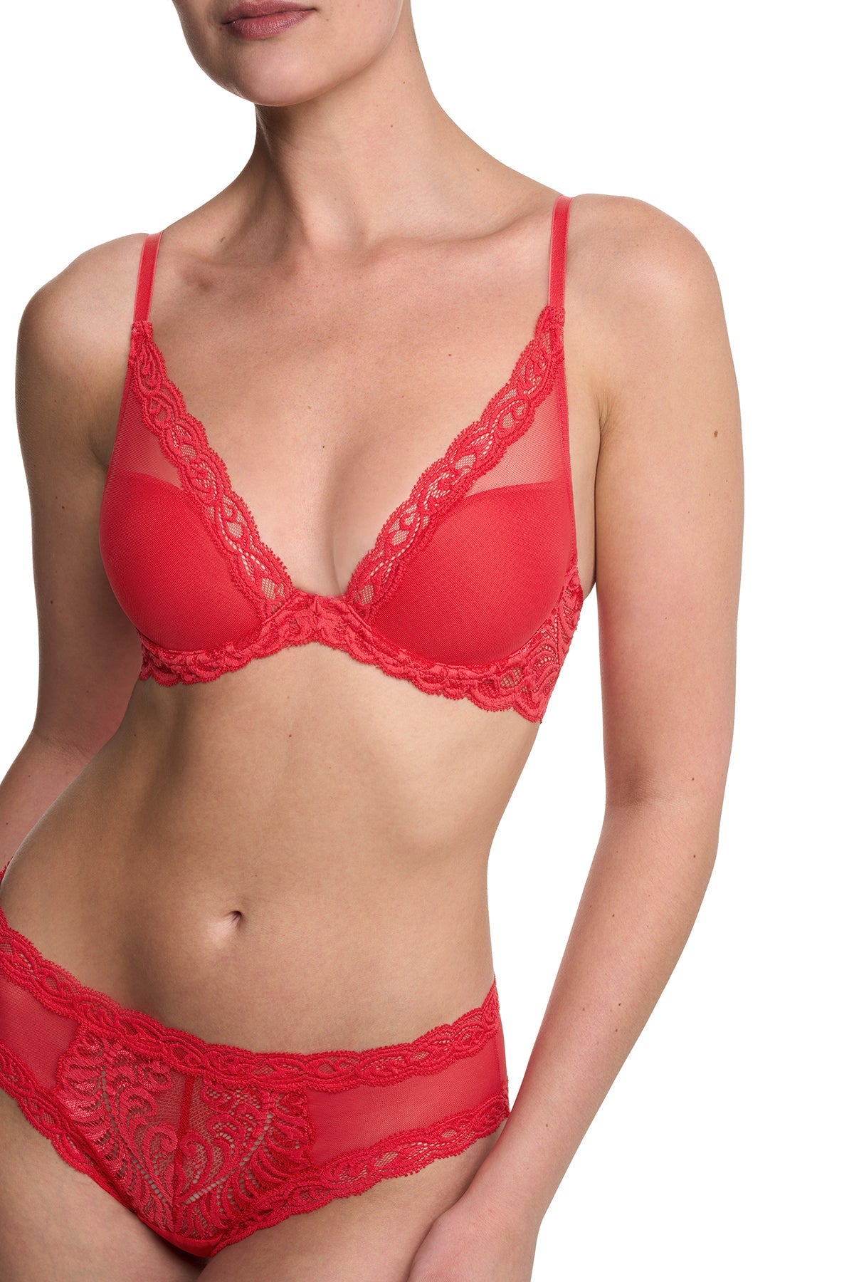 Feathers Plunge T-Shirt Bra Bonfire