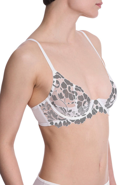 Peony Unlined Underwire Bra Warm White/Black