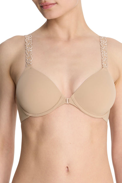 Pure Luxe Convertible Front Close Contour Underwire Bra Café