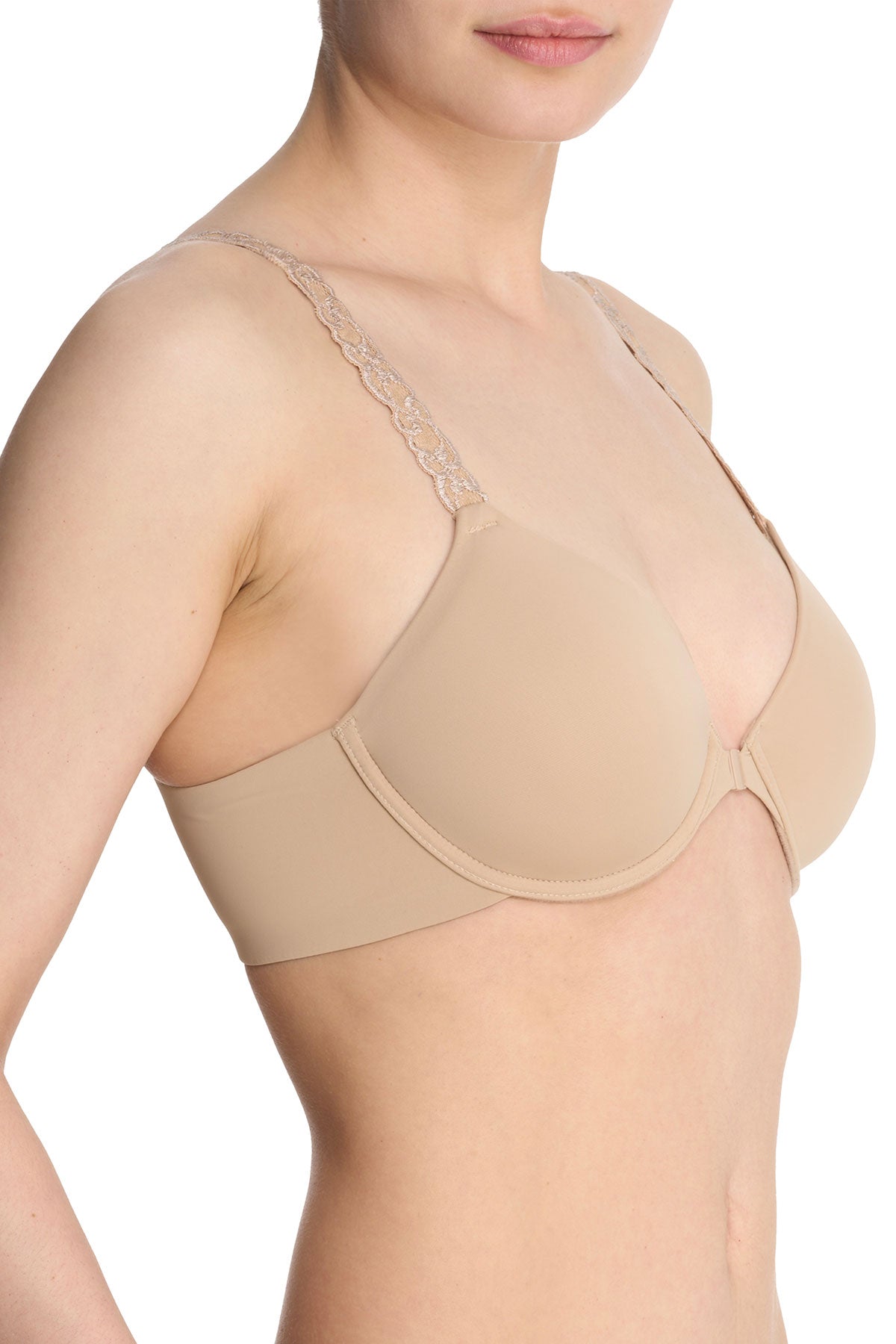 Pure Luxe Convertible Front Close Contour Underwire Bra Café
