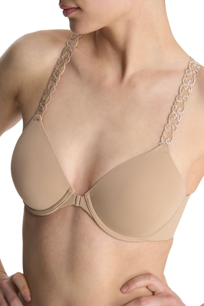 Pure Luxe Convertible Front Close Contour Underwire Bra Café
