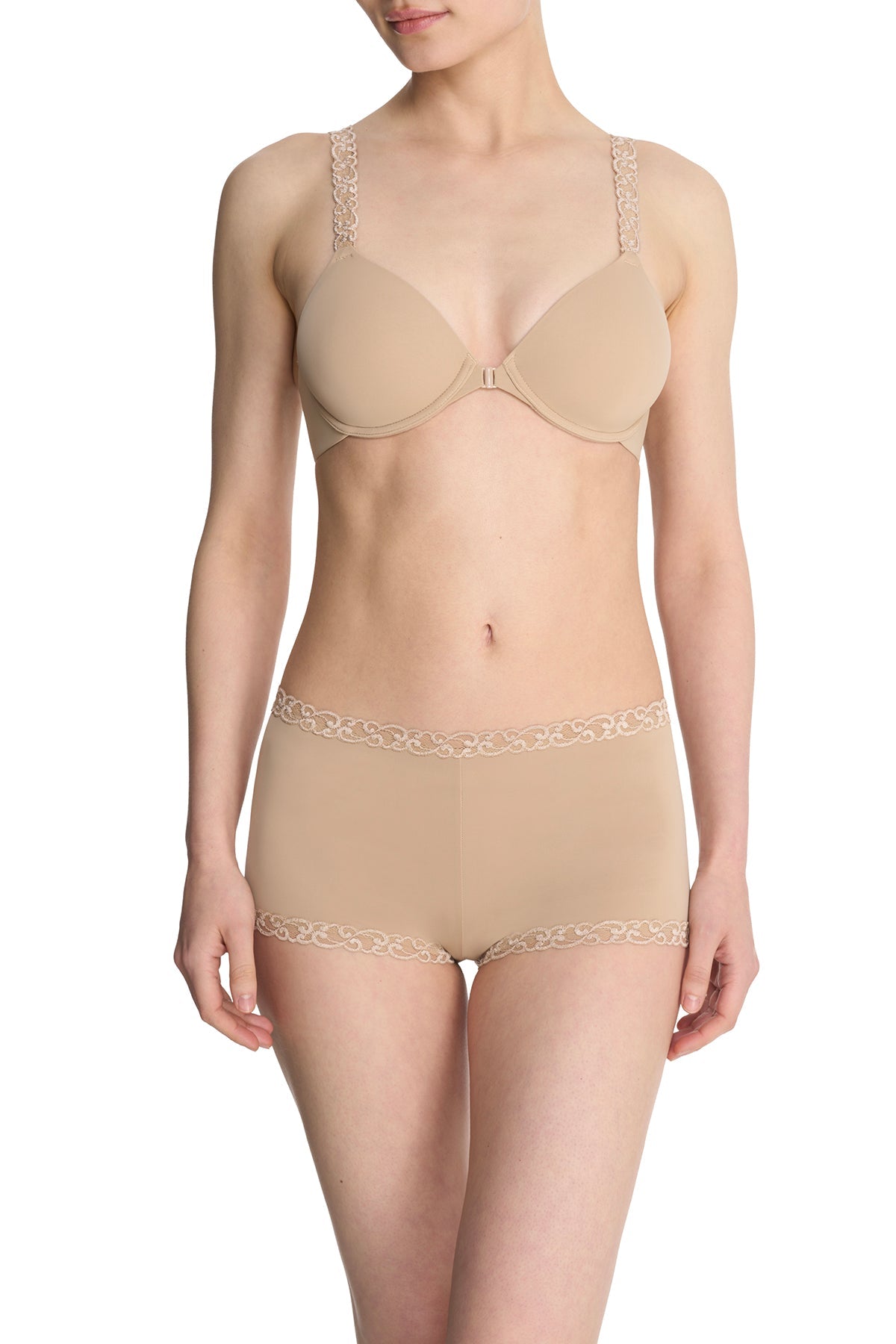 Pure Luxe Convertible Front Close Contour Underwire Bra Café