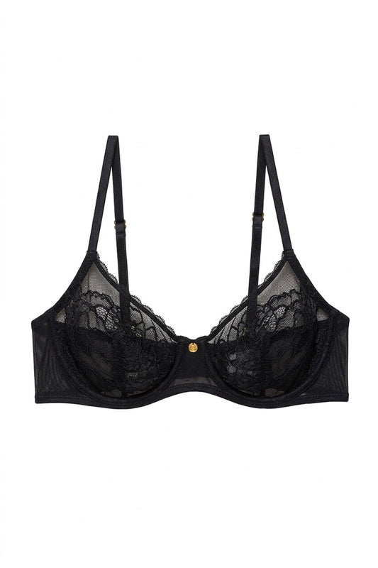 Flora Unlined Balconette Underwire Bra Black