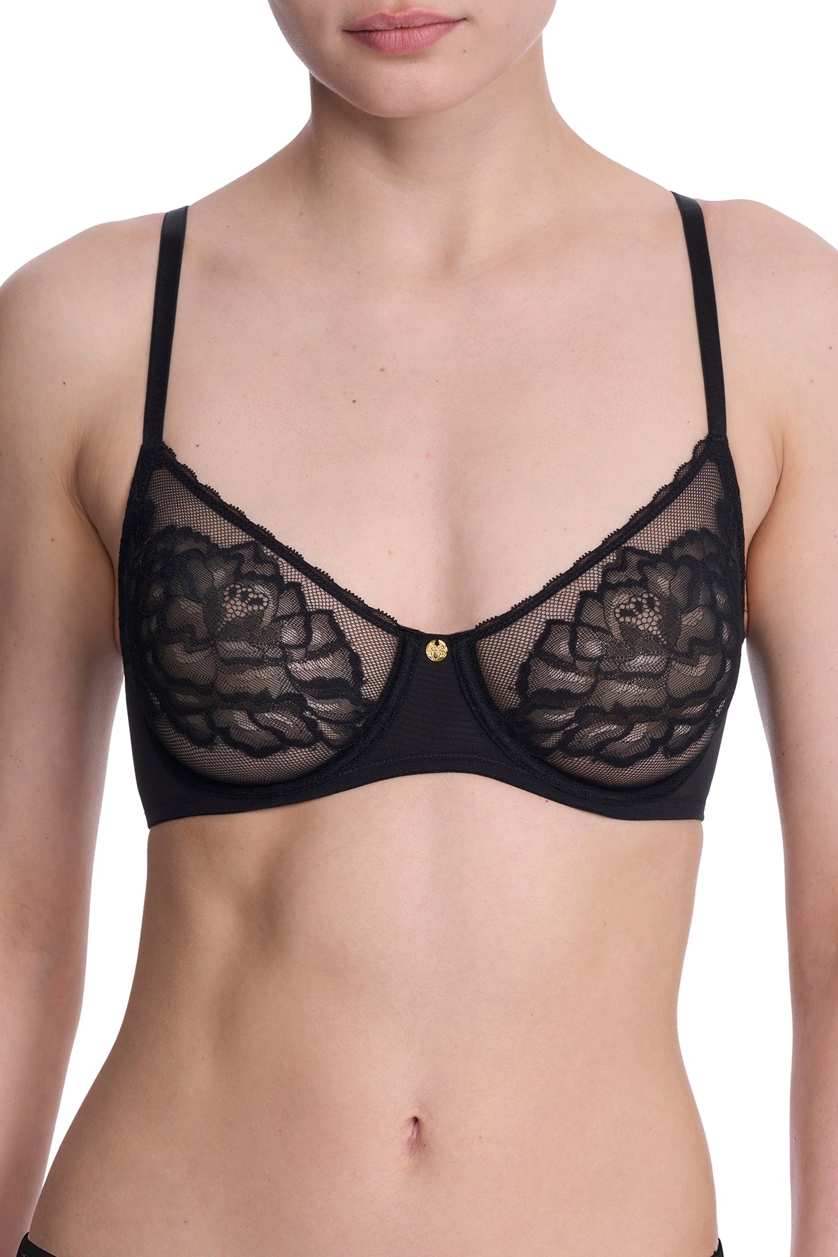 Flora Unlined Balconette Underwire Bra Black