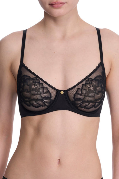 Flora Unlined Balconette Underwire Bra Black