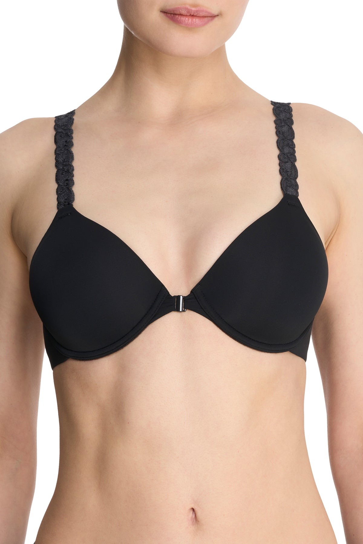 Pure Luxe Convertible Front Close Contour Underwire Bra Black