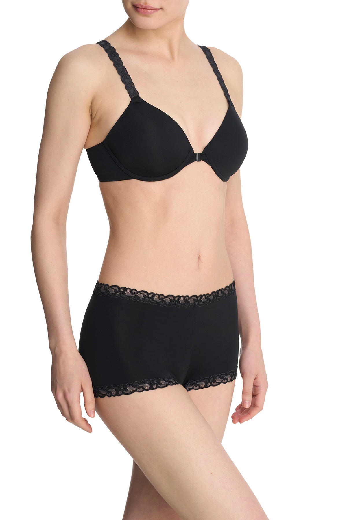 Pure Luxe Convertible Front Close Contour Underwire Bra Black