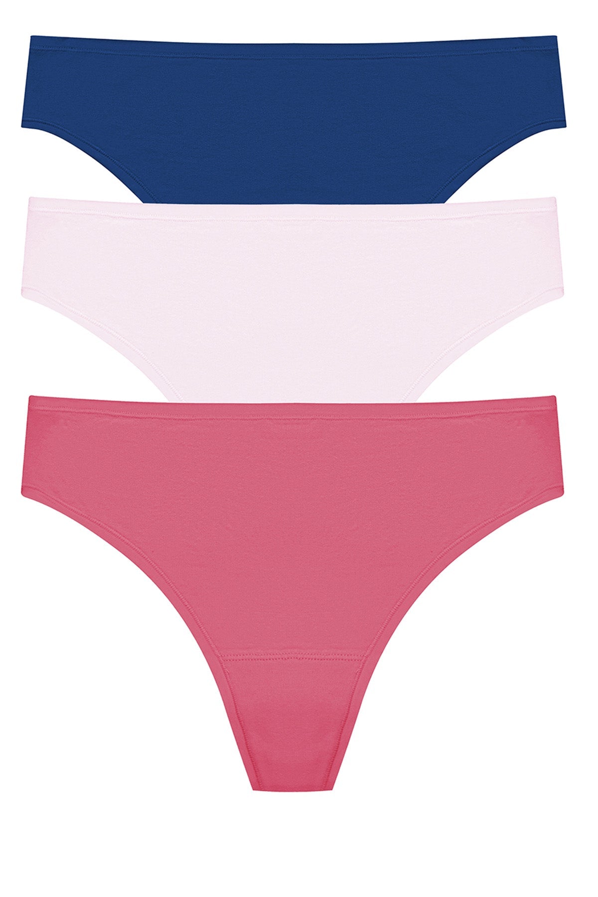 Bliss Bare Cotton Thong 3-Pack Dark Cobalt/Misty Orchid/Vintage Cherry