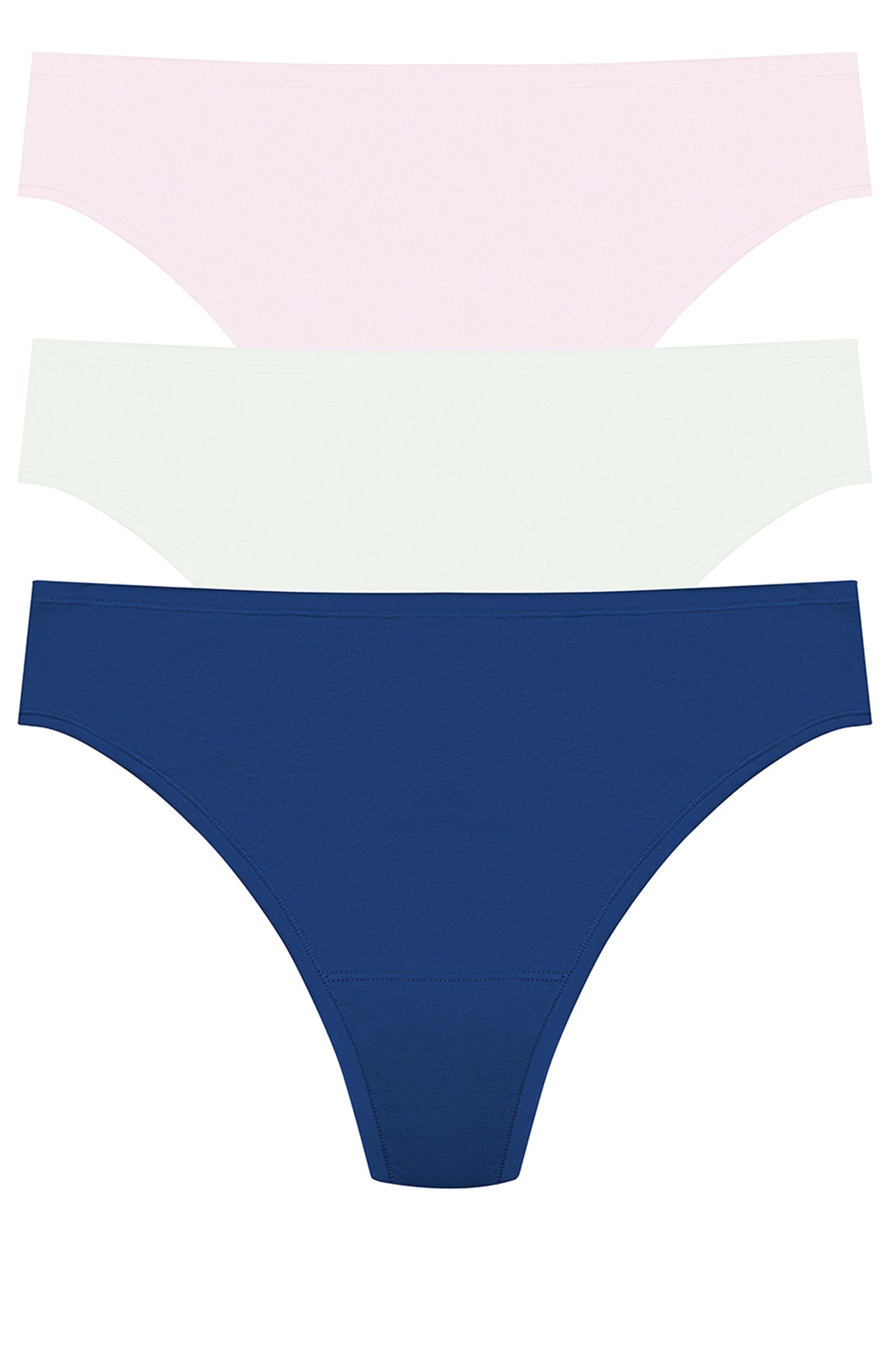 Bliss Bare Cotton Thong 3-Pack Misty Orchid/Iced Mint/Dark Cobalt