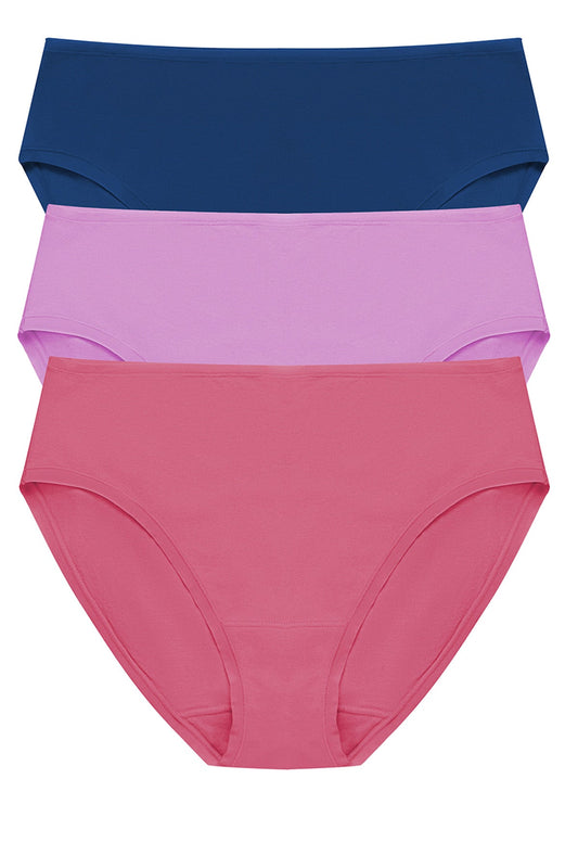 Bliss Bare Cotton Hipster 3-Pack Dark Cobalt/Wild Petal/Vintage Cherry