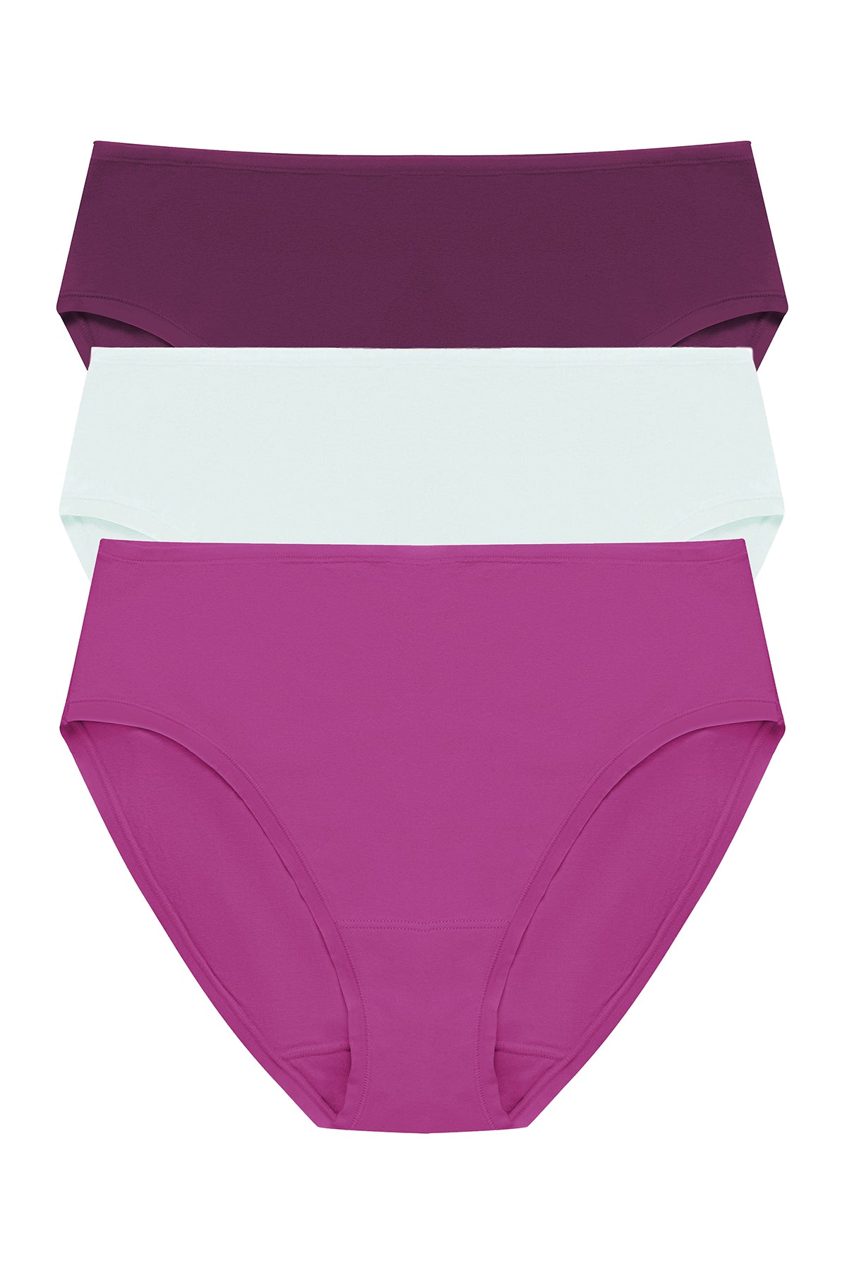 Bliss Bare Cotton Hipster 3-Pack Pinot Noir/Sky Green/Mad Magenta
