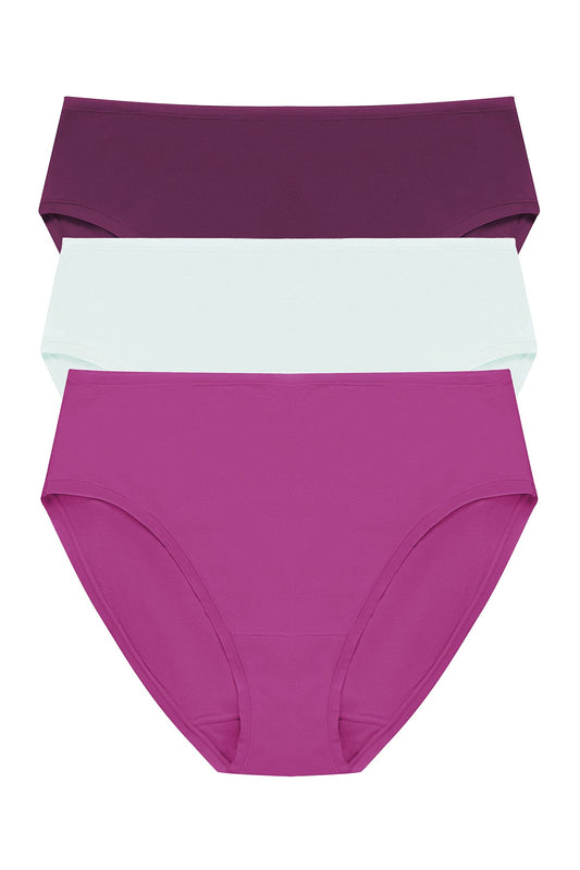 Bliss Bare Cotton Hipster 3-Pack Pinot Noir/Sky Green/Mad Magenta