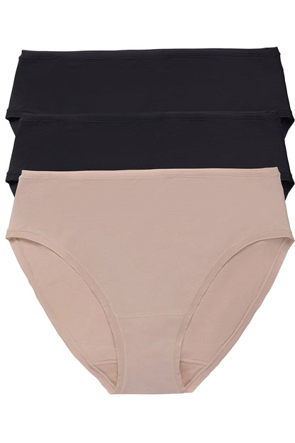 Bliss Bare Cotton Hipster 3-Pack Black/Black/Café