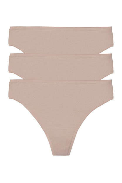 Bliss Bare Cotton Thong 3-Pack Café