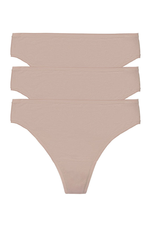 Bliss Bare Cotton Thong 3-Pack Café
