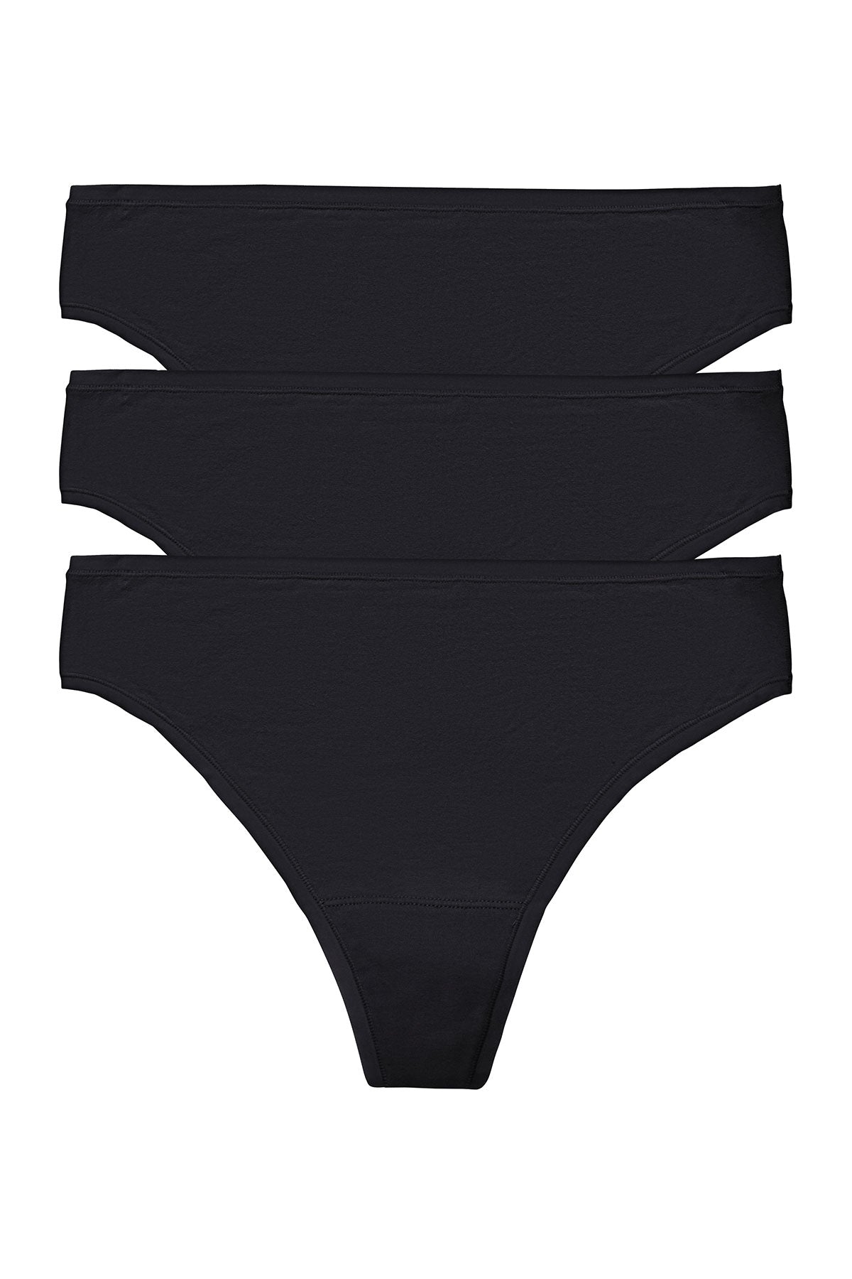 Bliss Bare Cotton Thong 3-Pack Black