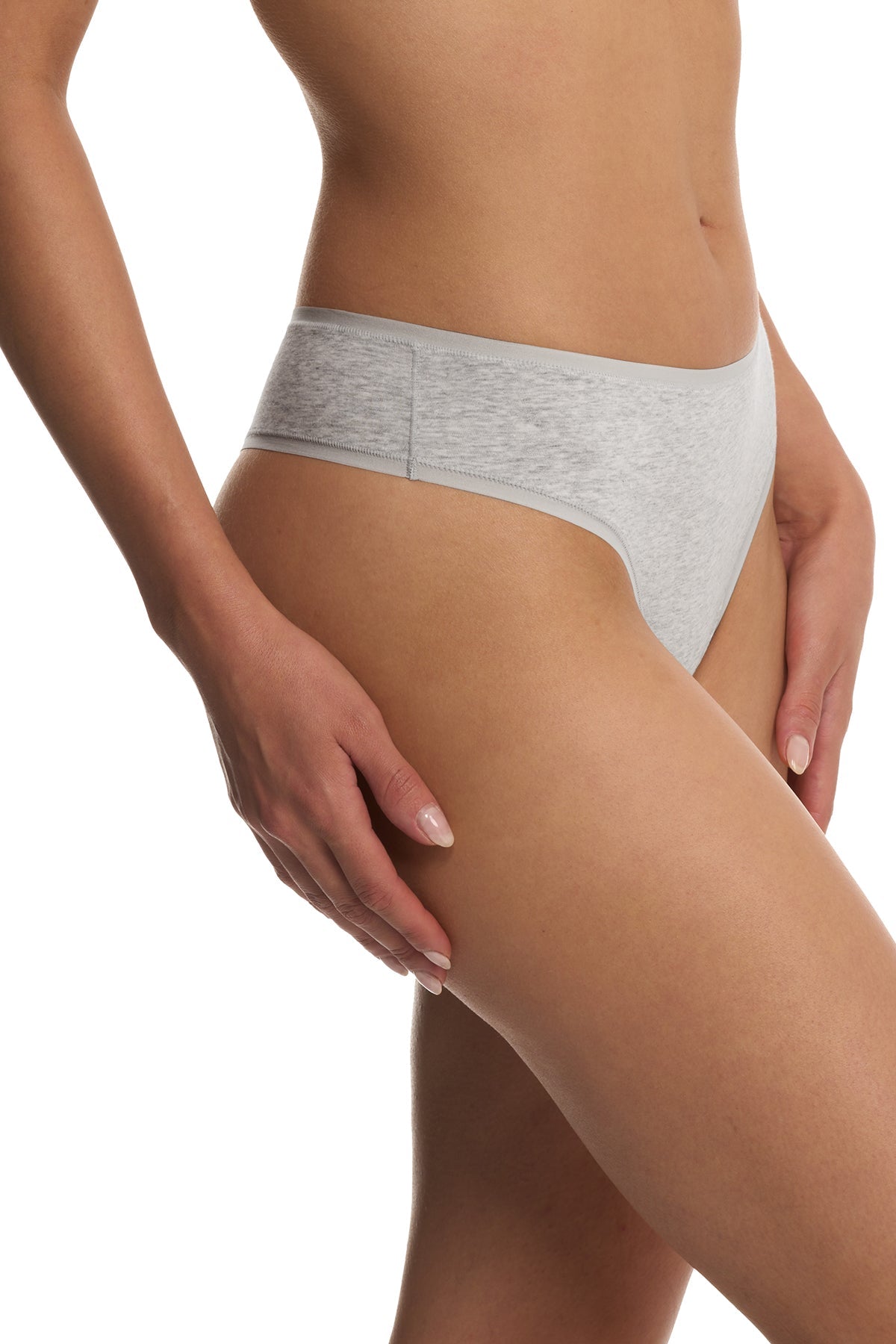 Bliss Bare Cotton Thong Lt Grey Heather