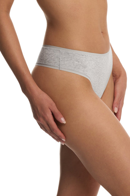 Bliss Bare Cotton Thong Lt Grey Heather