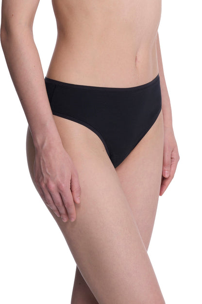 Bliss Bare Cotton Thong Black