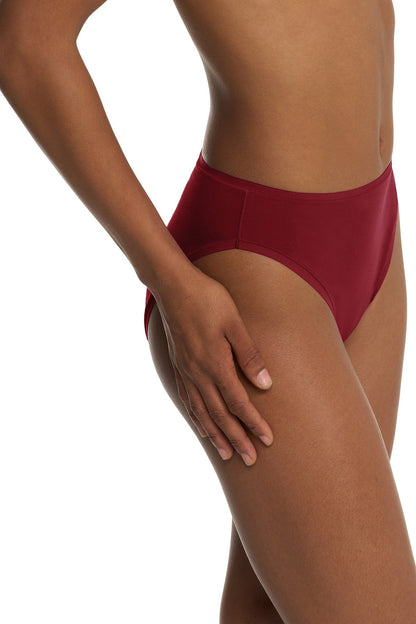 Bliss Bare Cotton High Cut Brief Dk Red
