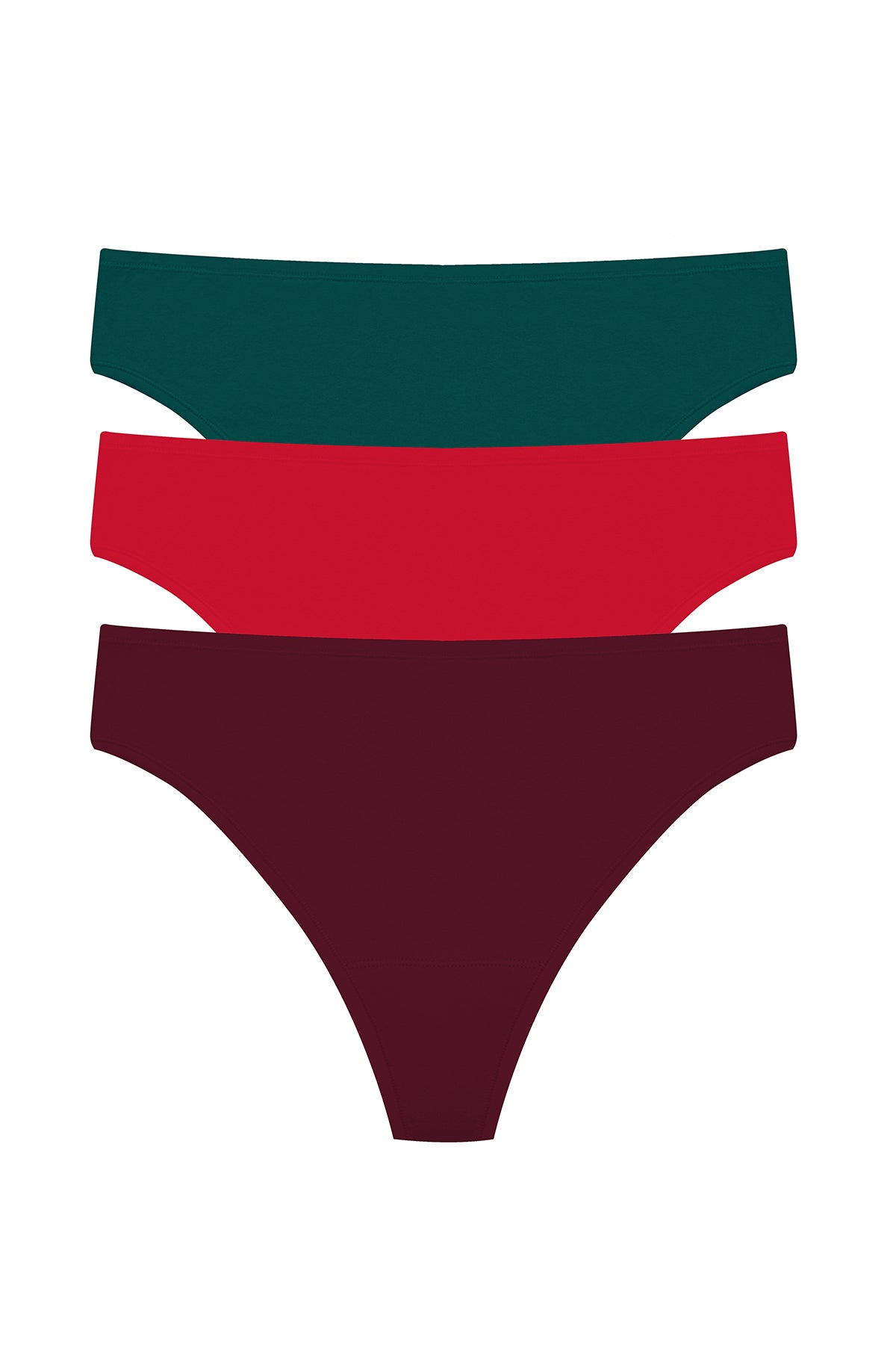 Bliss Bare Cotton Thong 3-Pack Royal Fig/Bonfire/Elm