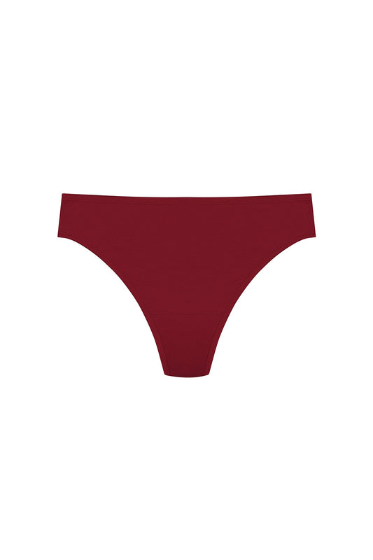 Bliss Bare Cotton Thong Dk Red