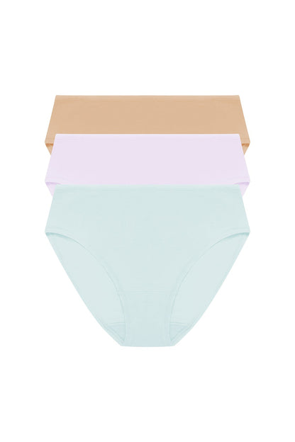 Bliss Bare Cotton Hipster 3-Pack Cloud Green/Pale Purple/Café
