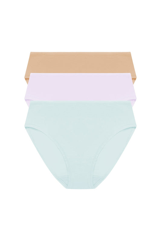 Bliss Bare Cotton Hipster 3-Pack Cloud Green/Pale Purple/Café