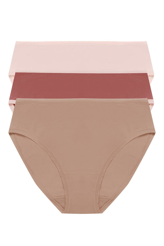 Bliss Bare Cotton Hipster 3-Pack Peach Whip/Nostalgia Rose/Buff