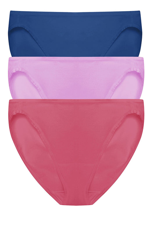 Bliss Bare Cotton Bikini 3-Pack Dark Cobalt/Wild Petal/Vintage Cherry