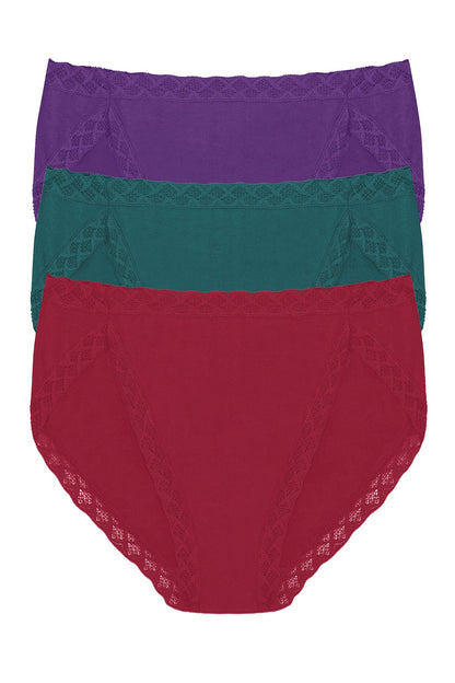 Bliss French Cut Brief 3-Pack Dark Wisteria/Emerald Blue/Deep Rouge