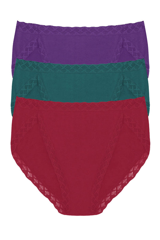 Bliss French Cut Brief 3-Pack Dark Wisteria/Emerald Blue/Deep Rouge