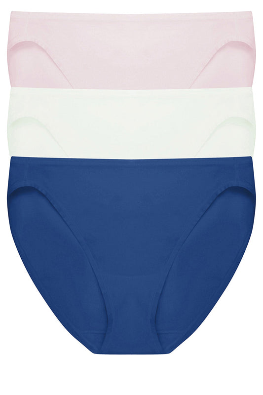Bliss Bare Cotton Bikini 3-Pack Misty Orchid/Iced Mint/Dark Cobalt