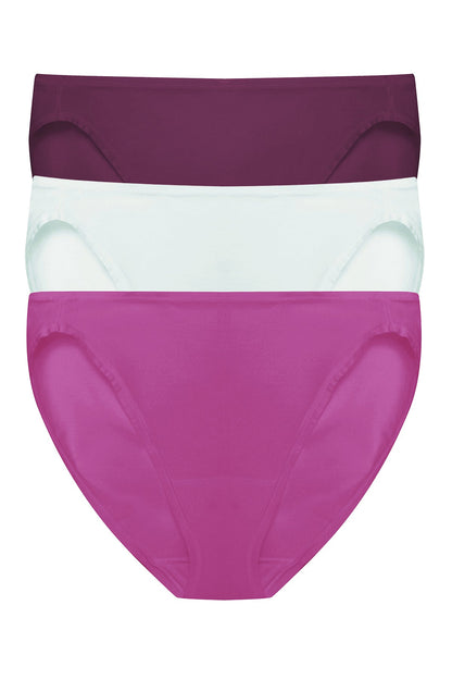 Bliss Bare Cotton Bikini 3-Pack Pinot Noir/Sky Green/Mad Magenta