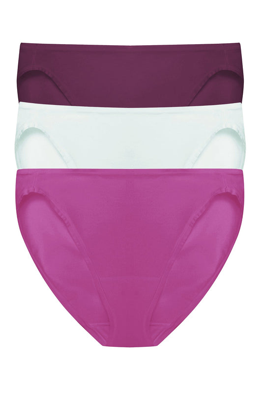 Bliss Bare Cotton Bikini 3-Pack Pinot Noir/Sky Green/Mad Magenta